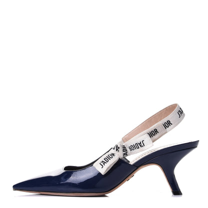 Christian Dior Patent Ribbon J'Adior Slingback 65mm Pumps 40 Blue 1 of 10