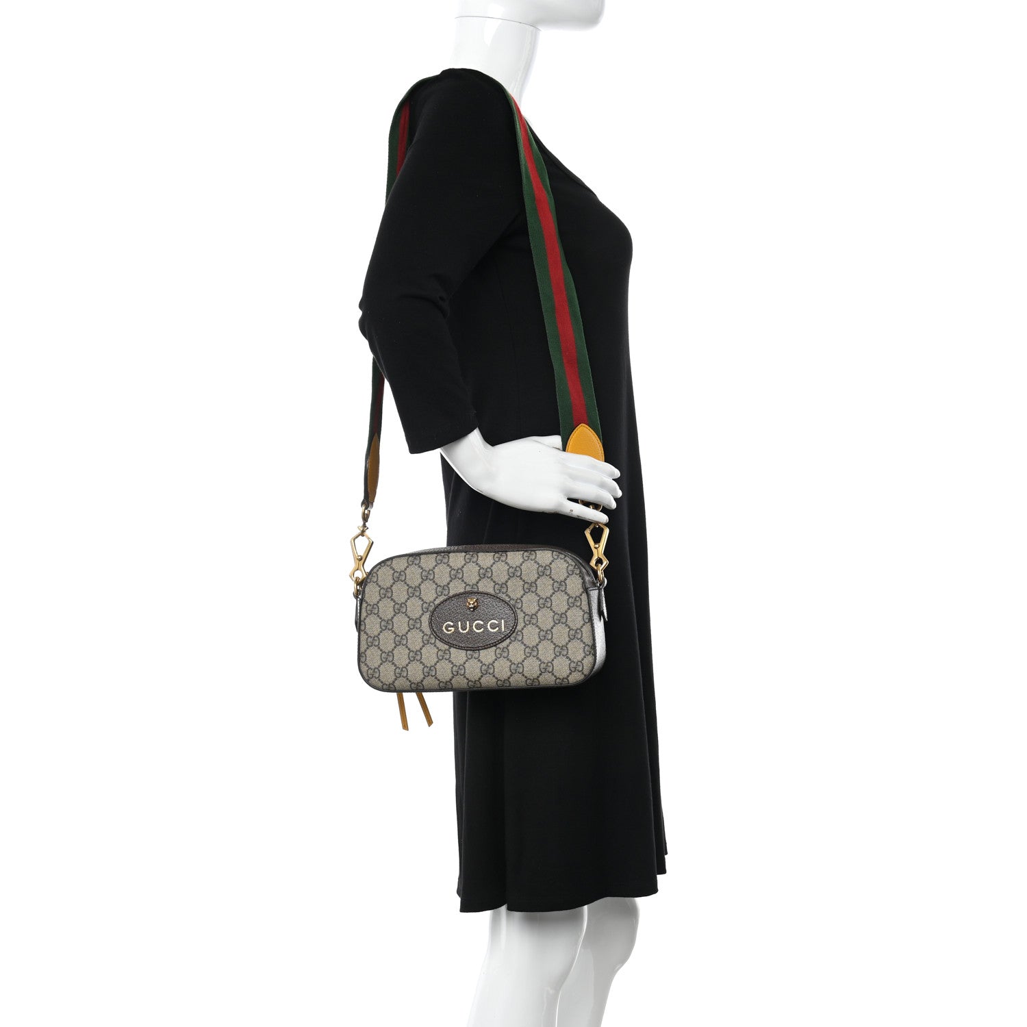 Gucci GG Supreme Monogram Web Neo Vintage Shoulder Bag Beige New Acero Crop 2 of 10