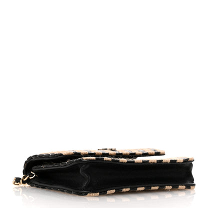 Chanel Raffia Jute Striped Belt Bag Black Beige 3 of 11