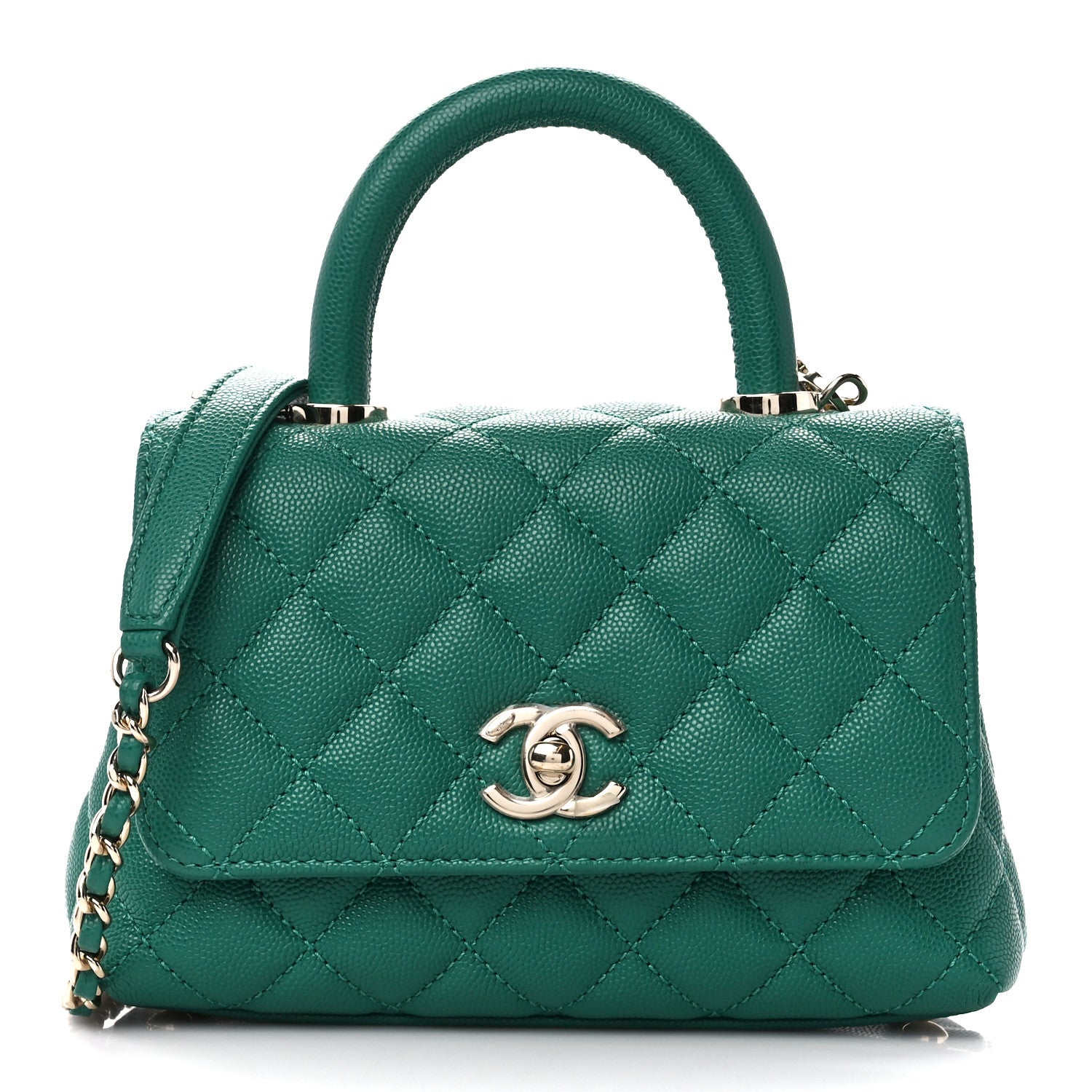 Chanel Caviar Quilted Extra Mini Coco Handle Flap Green 1 of 10