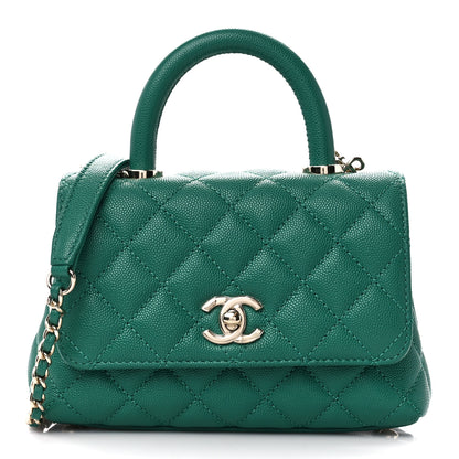 Chanel Caviar Quilted Extra Mini Coco Handle Flap Green 1 of 10