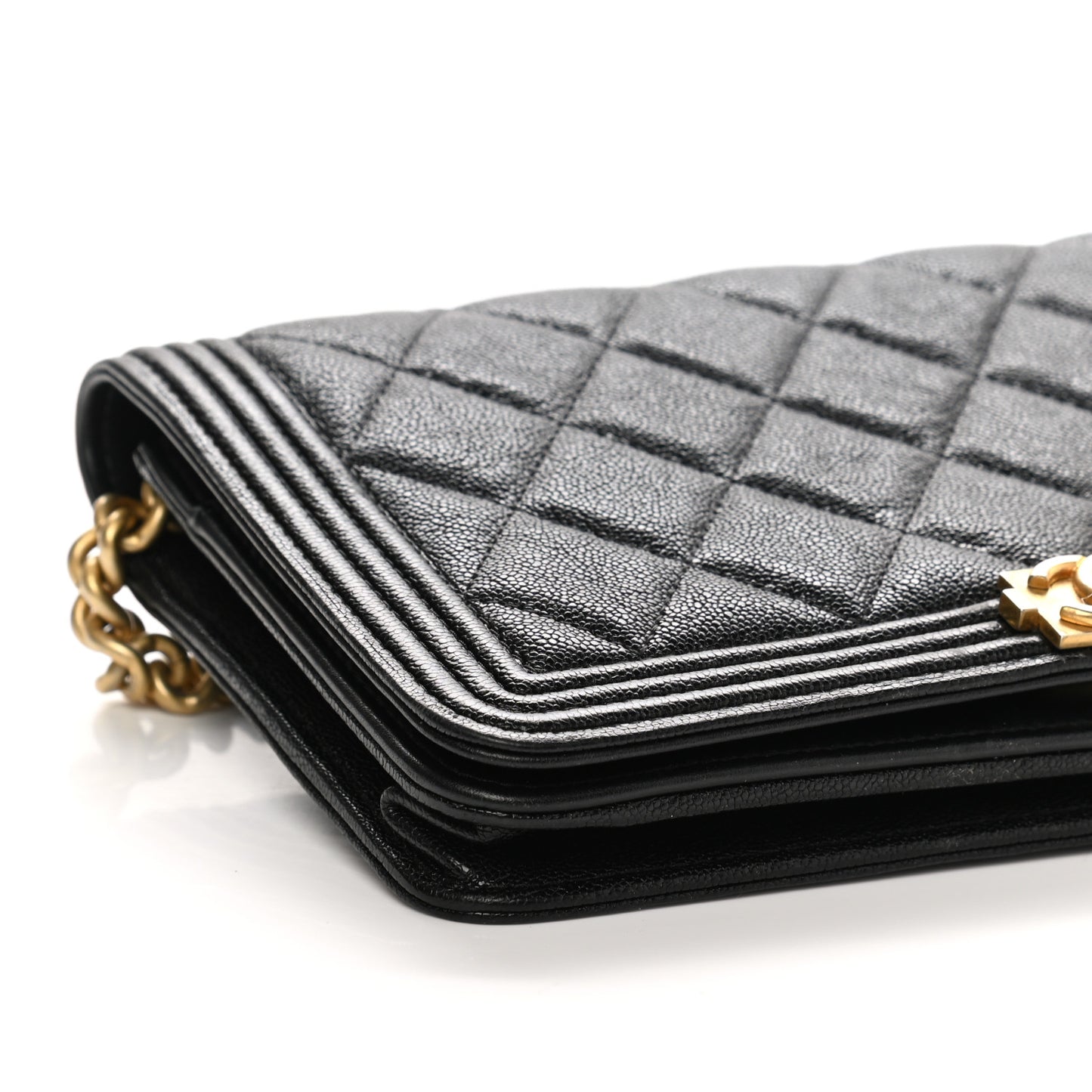 Caviar Quilted Boy Wallet On Chain WOC Black