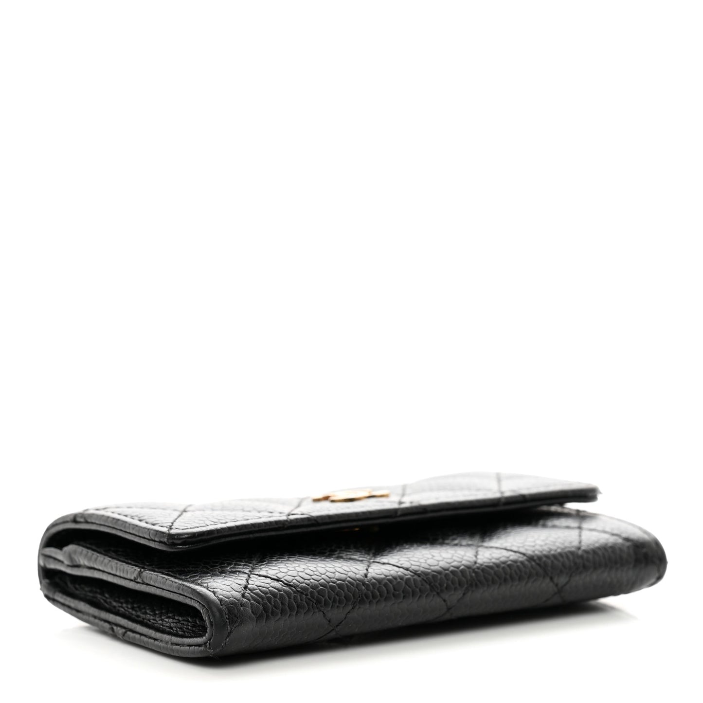 Caviar Quilted Flap Card Holder Black