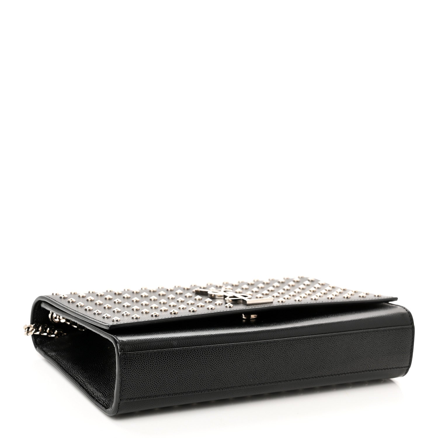 Saint Laurent Grain De Poudre Studded Medium Monogram Kate Satchel Black 4 of 10