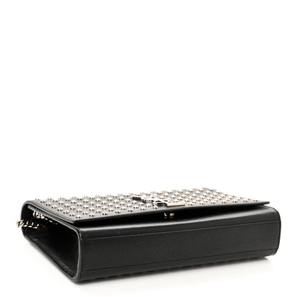 Saint Laurent Grain De Poudre Studded Medium Monogram Kate Satchel Black 4 of 10
