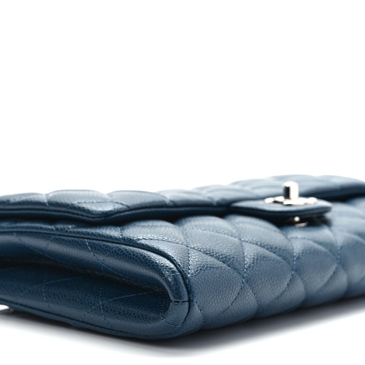 Caviar Quilted Clutch With Chain Flap Blue