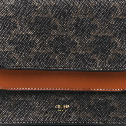 Celine Triomphe Canvas Lambskin Wallet On Strap Tan 9 of 12