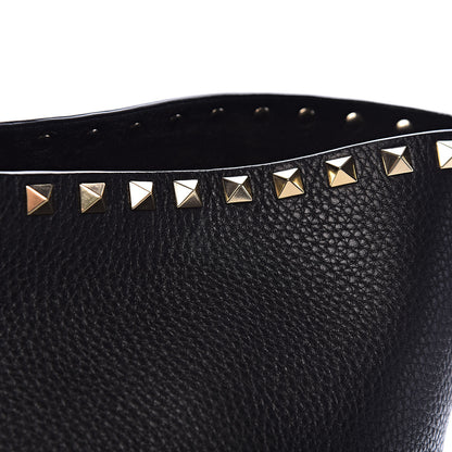 Valentino Garavani Grained Calfskin Rockstud Shoulder Tote Black 10 of 14