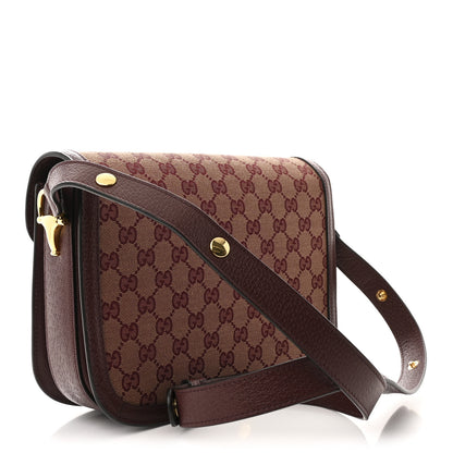 Gucci Monogram Textured Dollar Calfskin Horsebit 1955 Shoulder Bag Sahara Rubino Chardonnay 3 of 10