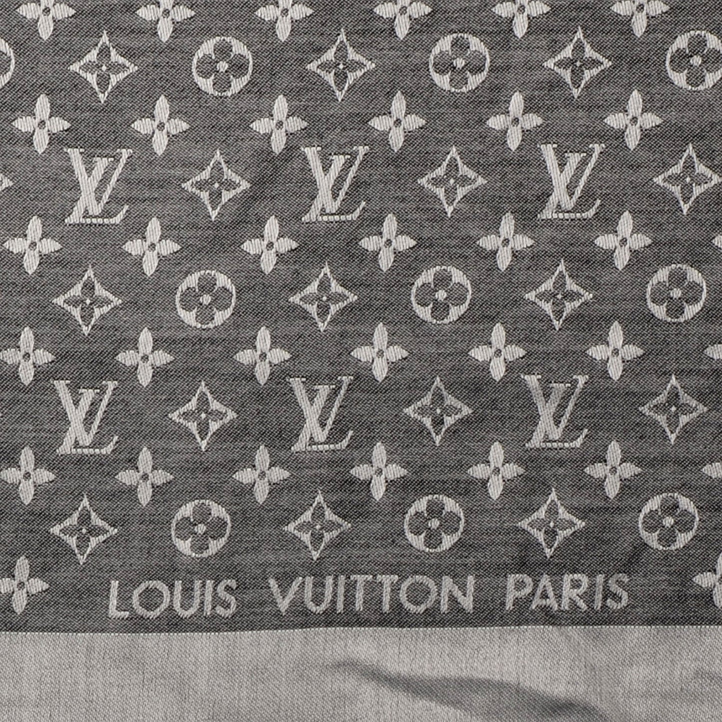 Silk Wool Monogram Denim Shawl Black