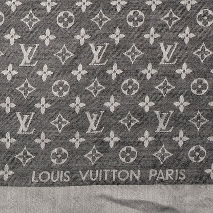 Louis Vuitton Silk Wool Monogram Denim Shawl Black 3 of 5
