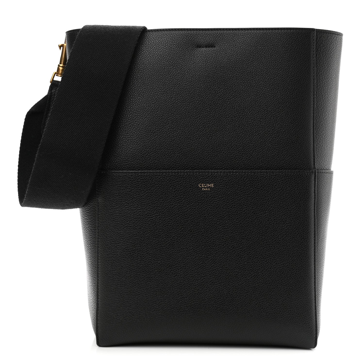 Celine Soft Grained Calfskin Sangle Bucket Bag Black 1 of 9