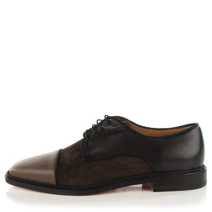 Christian Louboutin Suede Lambskin Bruno Orlato Mens Flat Oxfords 40 Brown 1 of 8