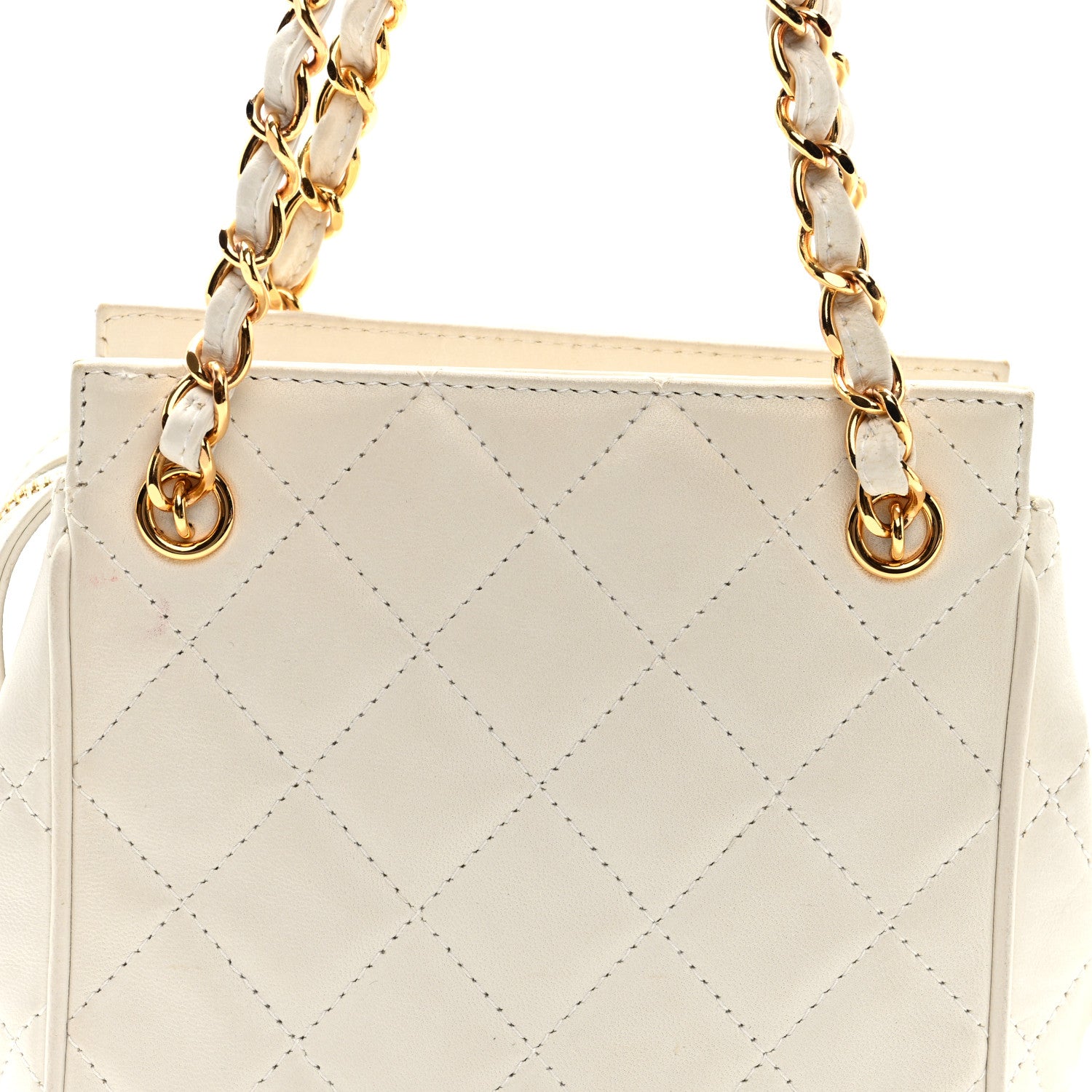 Chanel Lambskin Quilted Shoulder Bag White 8 of 10