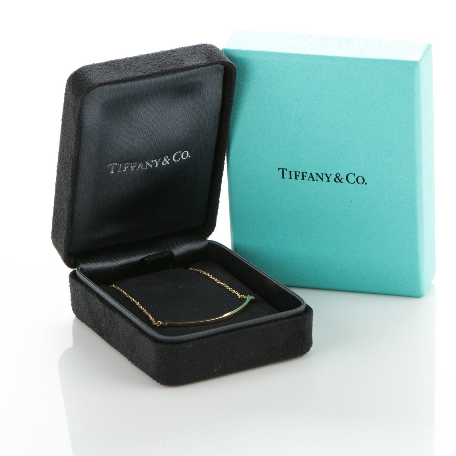 Tiffany 18K Yellow Gold Small T Smile Pendant Necklace 8 of 8