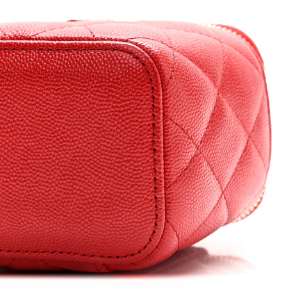 Chanel Caviar Quilted Mini Vanity Case With Chain Red 10 of 10