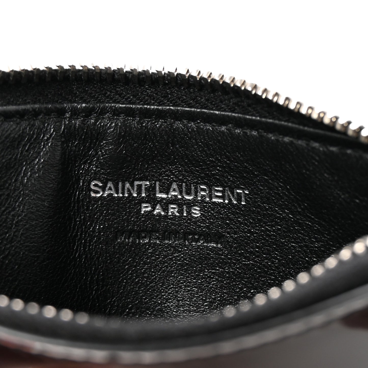 Shiny Calfskin Monogram Fragments Zippered Card Case Black