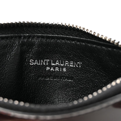 Saint Laurent Shiny Calfskin Monogram Fragments Zippered Card Case Black 6 of 6