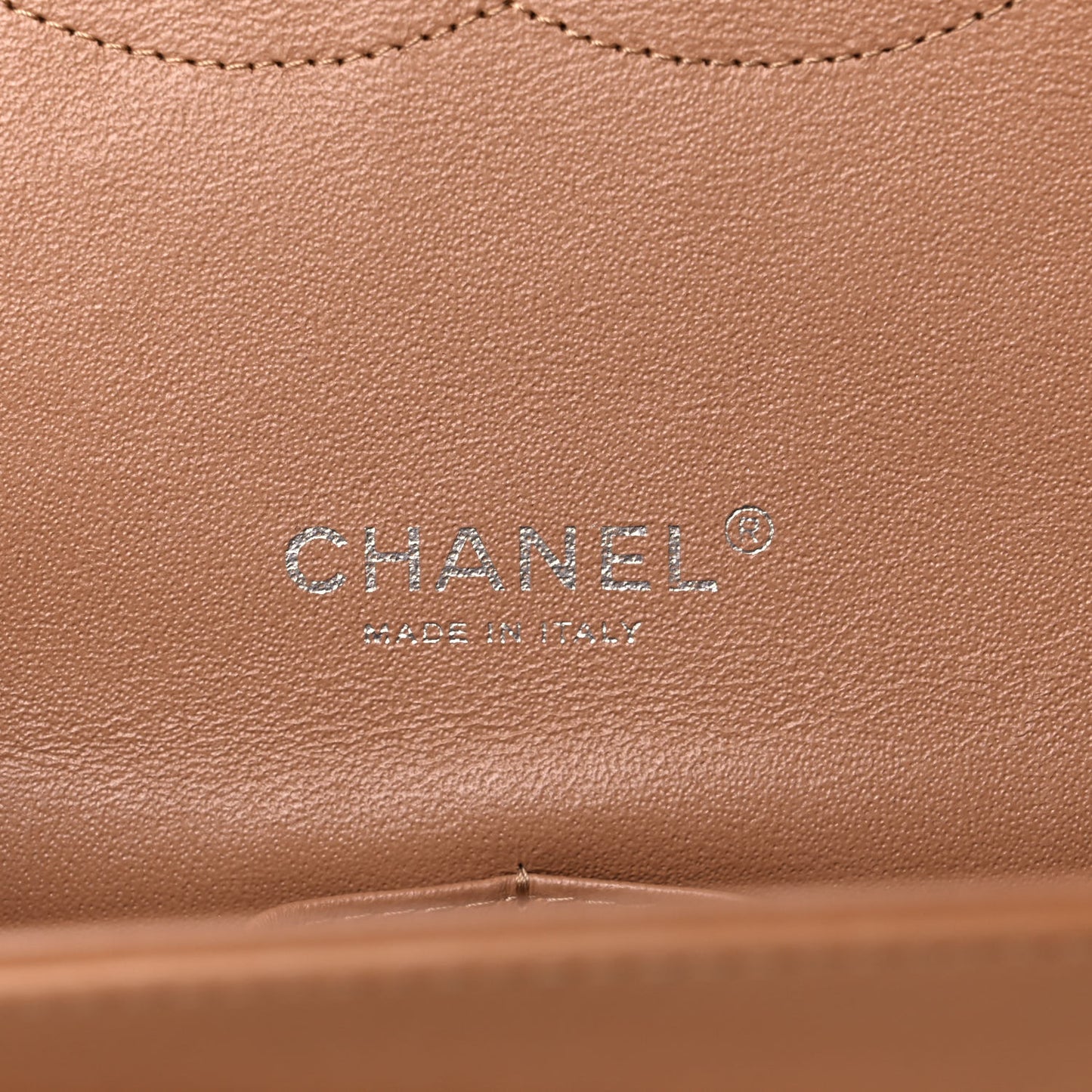 Patent Calfskin Quilted Maxi Double Flap Dark Beige
