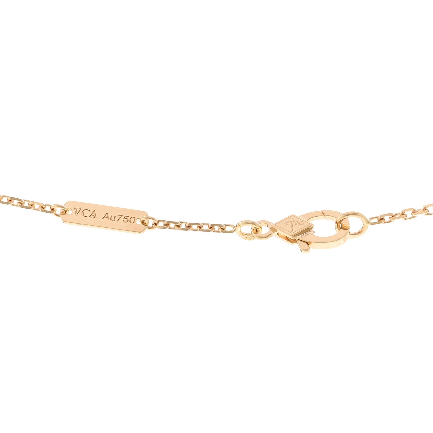 18K Yellow Gold Mother of Pearl Vintage Alhambra Pendant Necklace