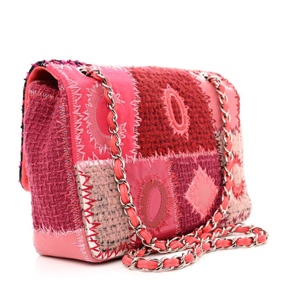 Chanel Tweed Patchwork Jumbo Single Flap Pink 3 of 10