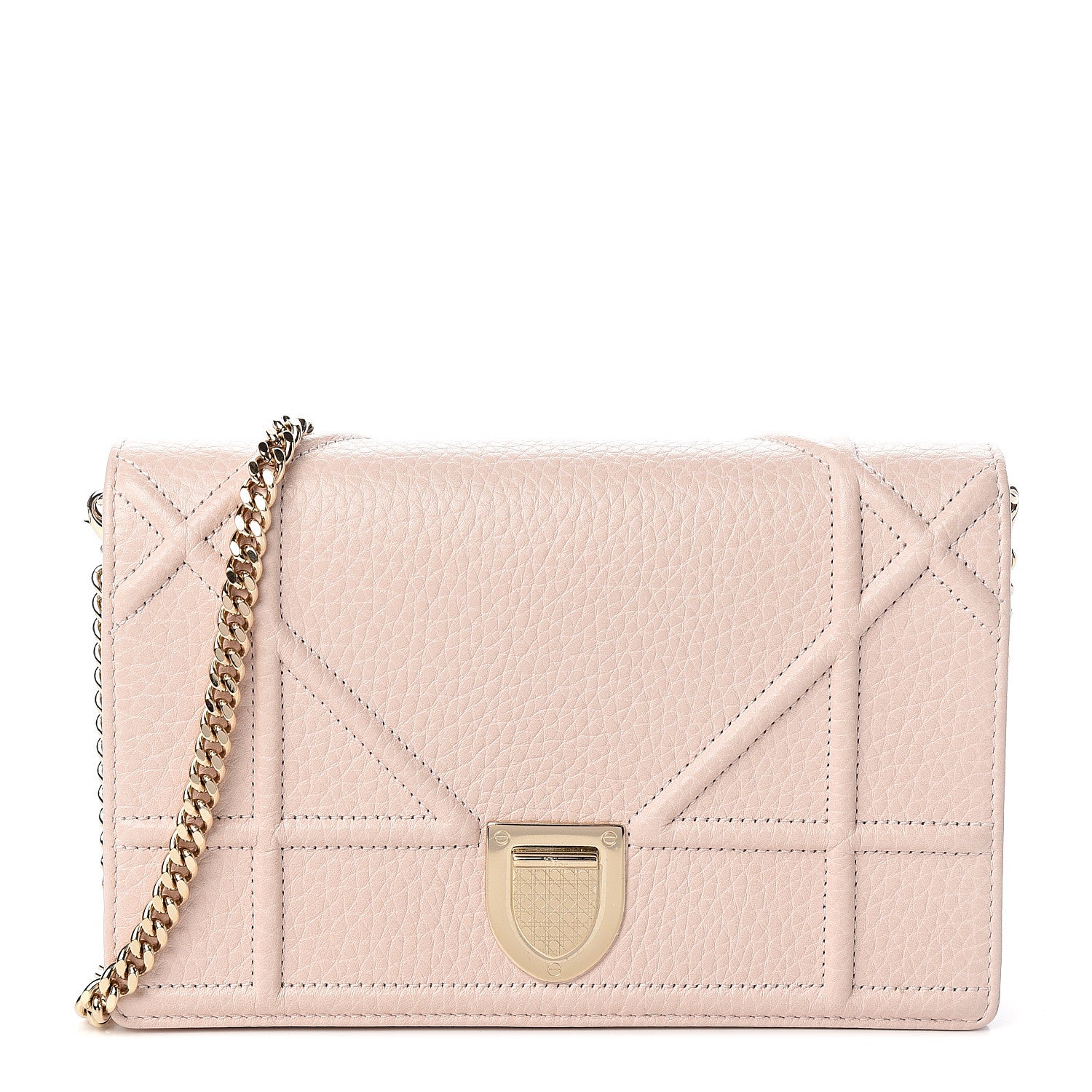 Christian Dior Grained Calfskin Diorama Wallet on Chain Pouch Nude 1 of 10