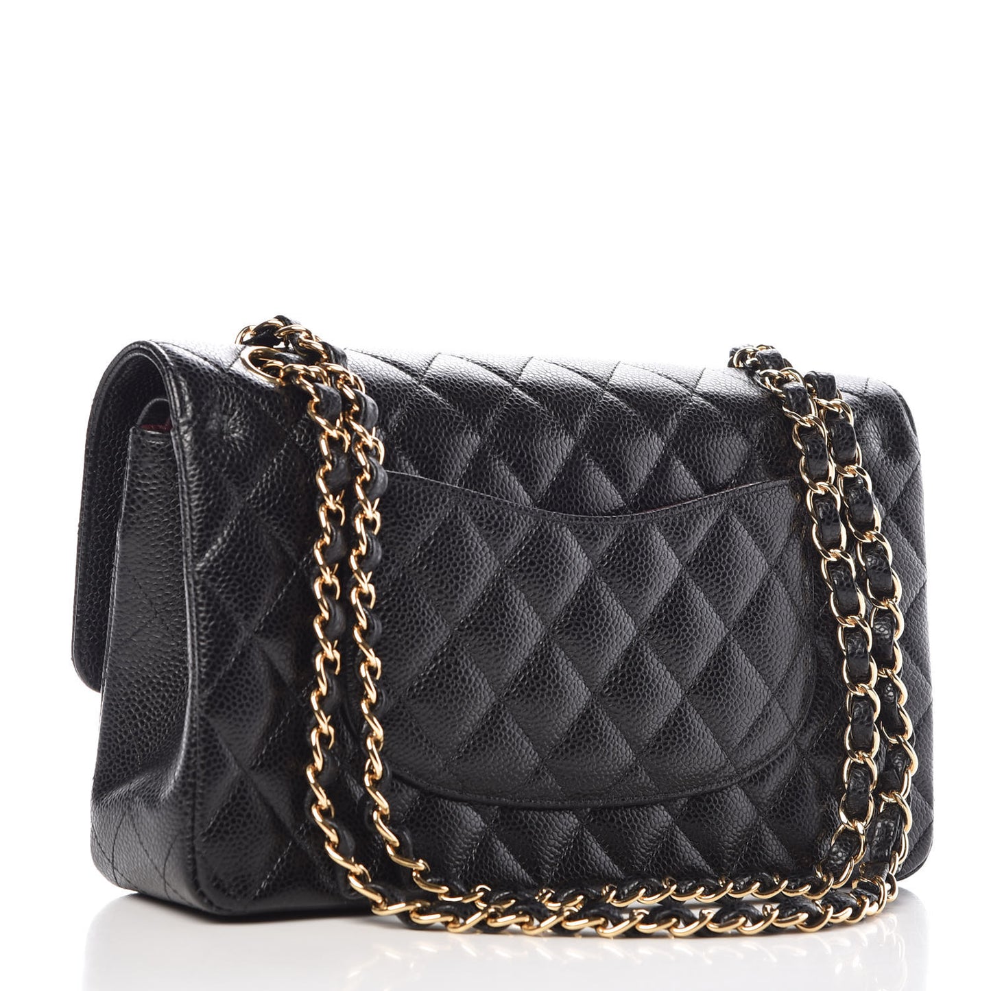 Caviar Quilted Medium Double Flap Black