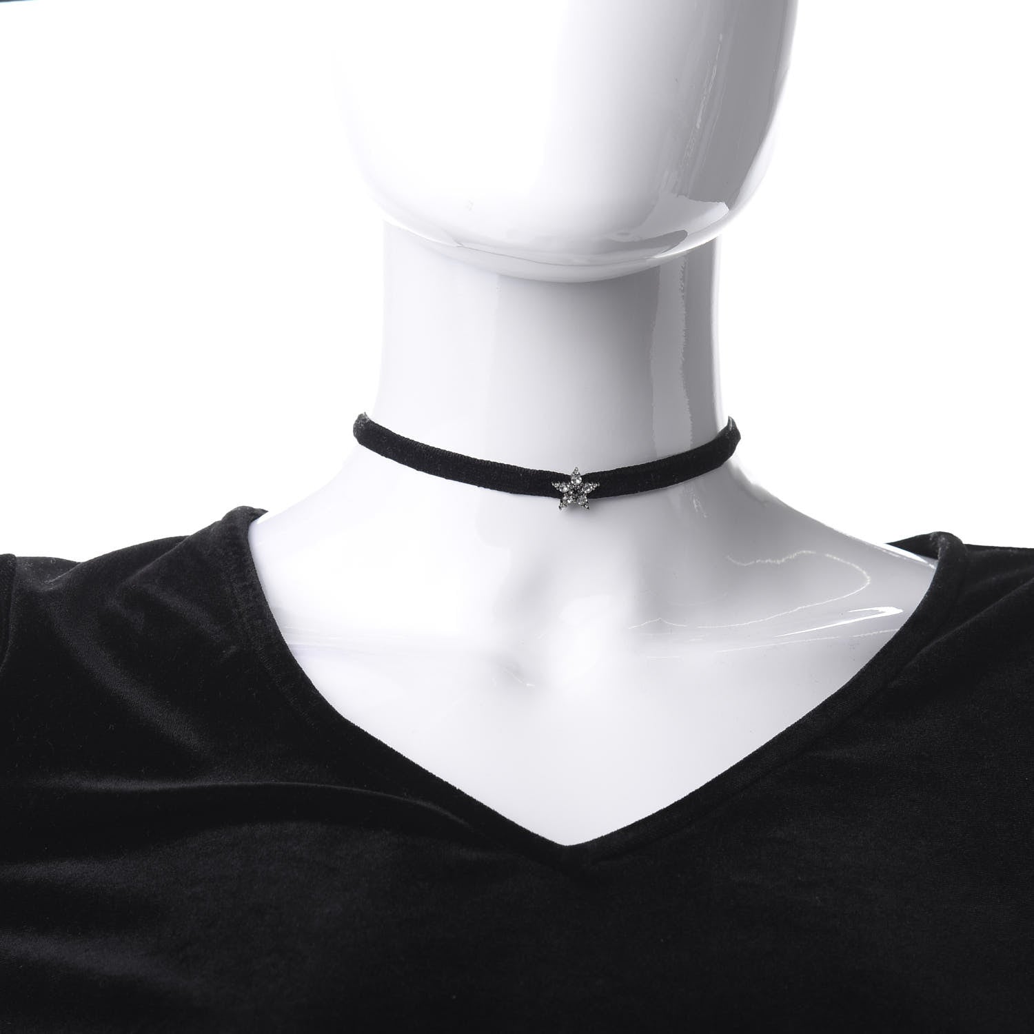Christian Dior Velvet Crystal Star Choker Necklace Black 2 of 4