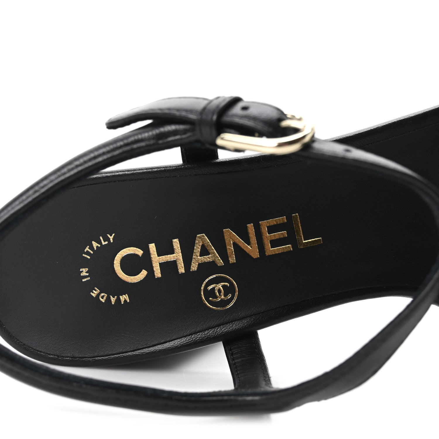 Chanel Lambskin Logo Platform Sandals 37 Black 8 of 10
