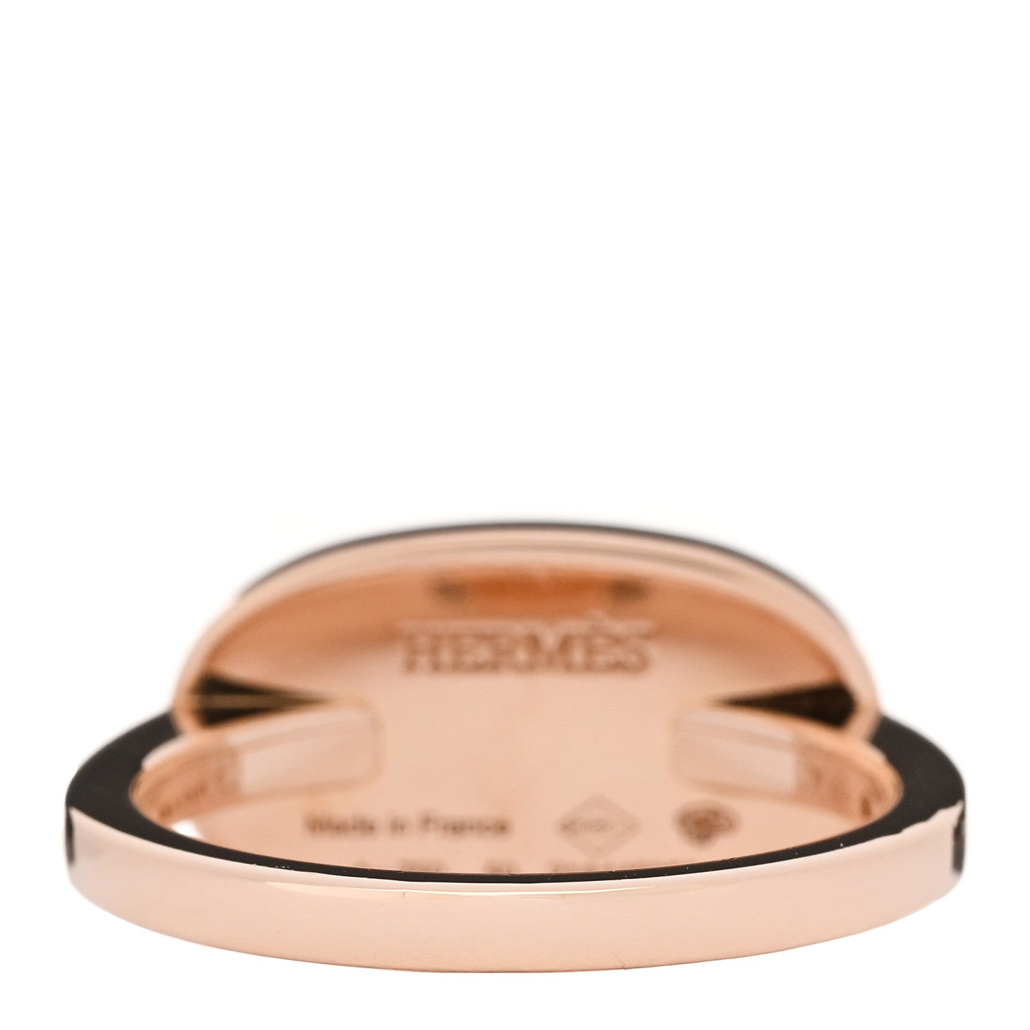 Hermes 18K Rose Gold Ceramic MM Chaine d'Ancre Verso Ring 50 5.25 White 3 of 5