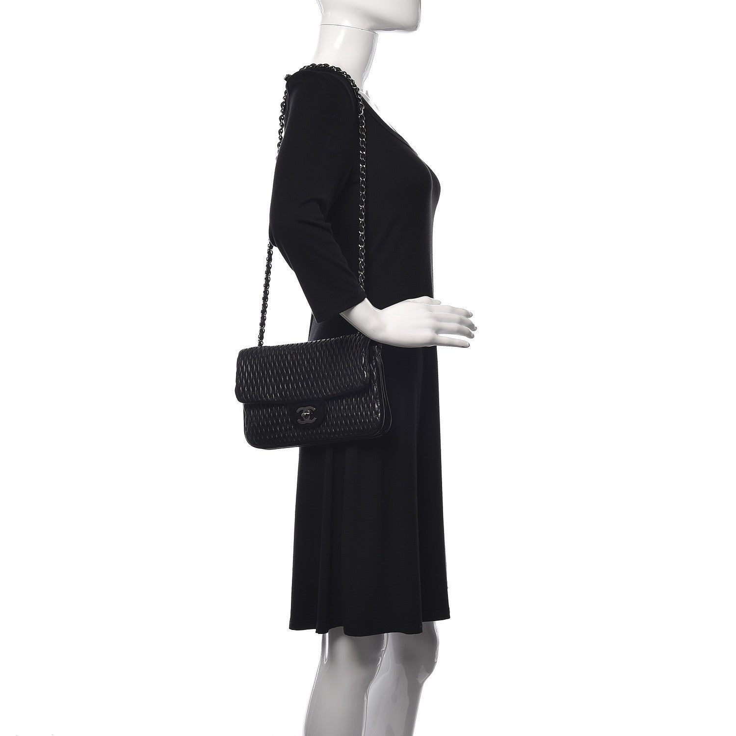 Chanel Vinyl Lambskin Quilted Shoulder Flap Black 2 of 10