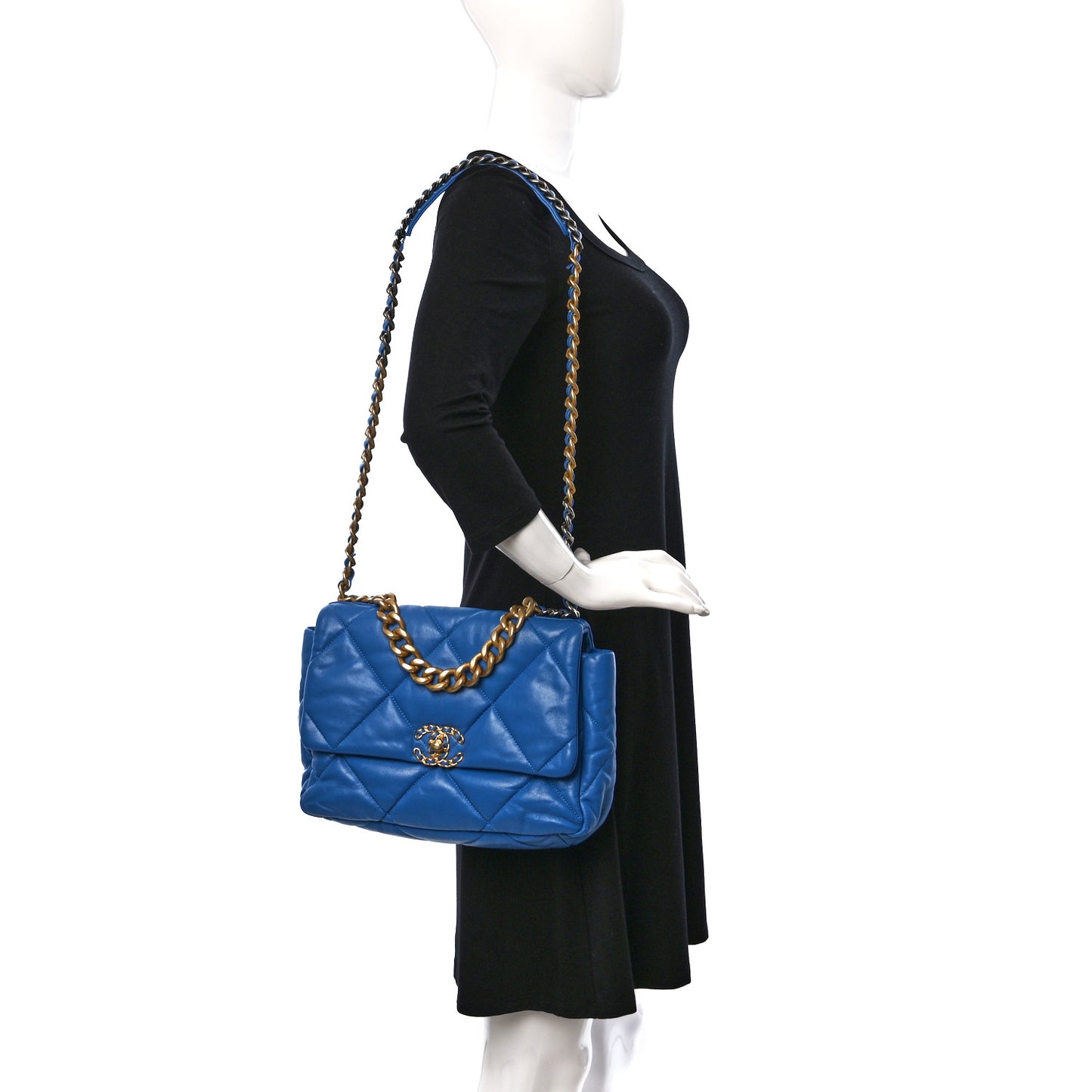 Lambskin Quilted Large Chanel 19 Flap Blue
