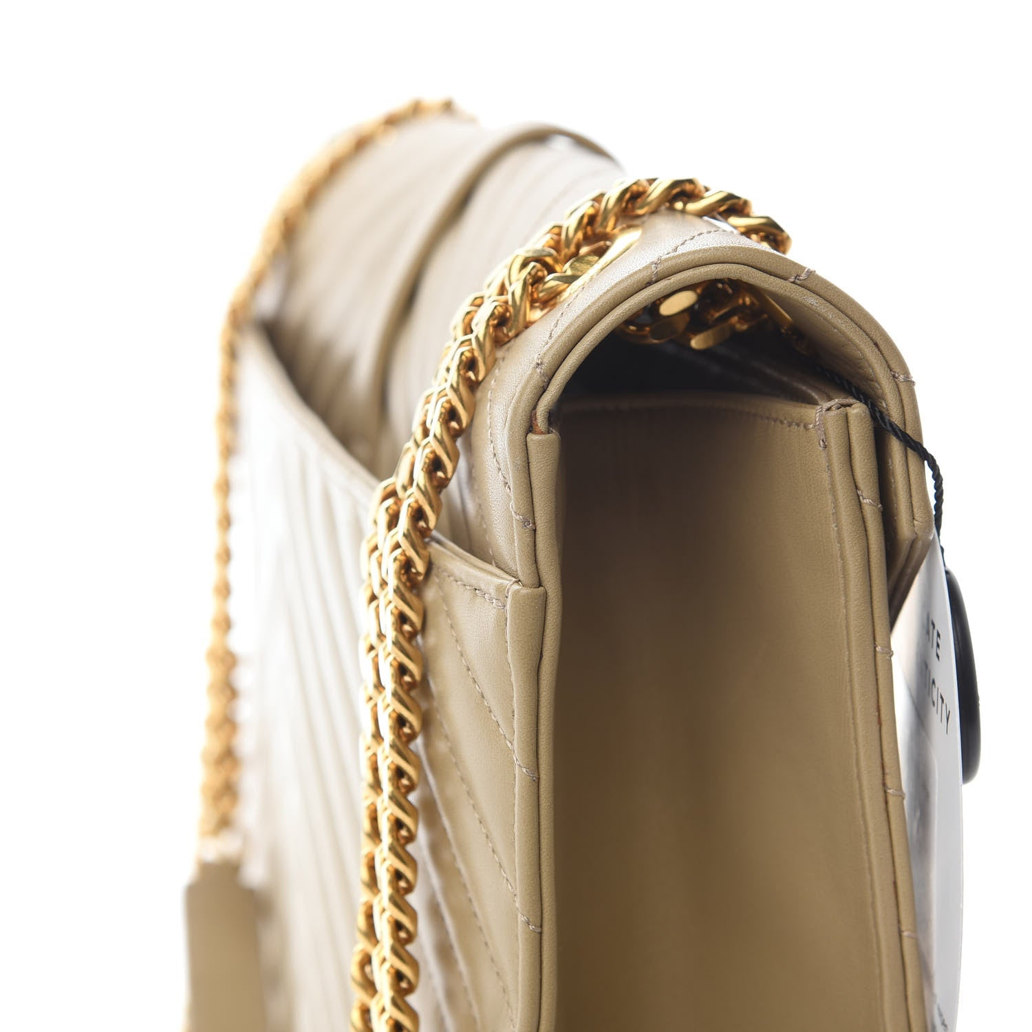 Saint Laurent Lambskin Matelasse Chevron Large Monogram Satchel Beige 13 of 13