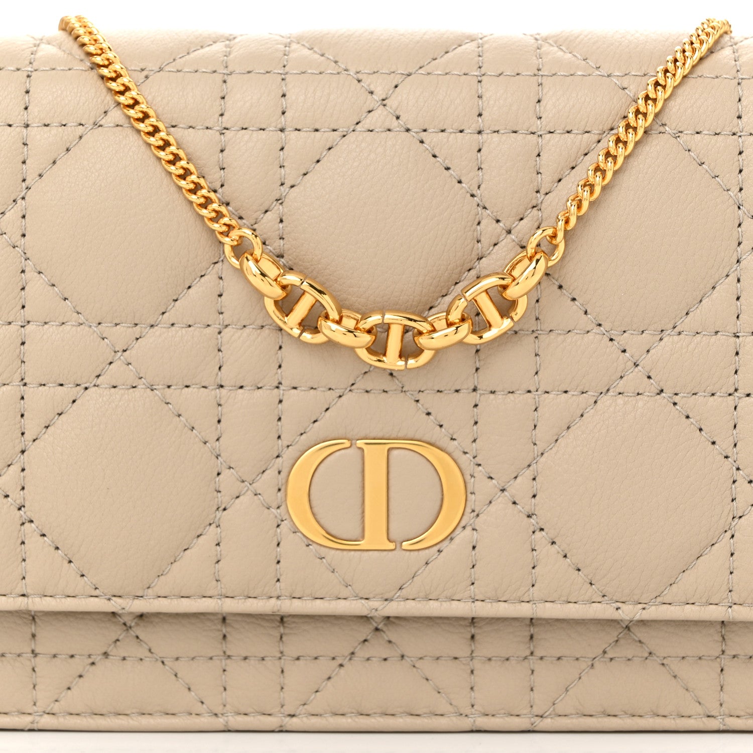 Christian Dior Supple Calfskin Caro Pouch with Chain Sand 8 of 12