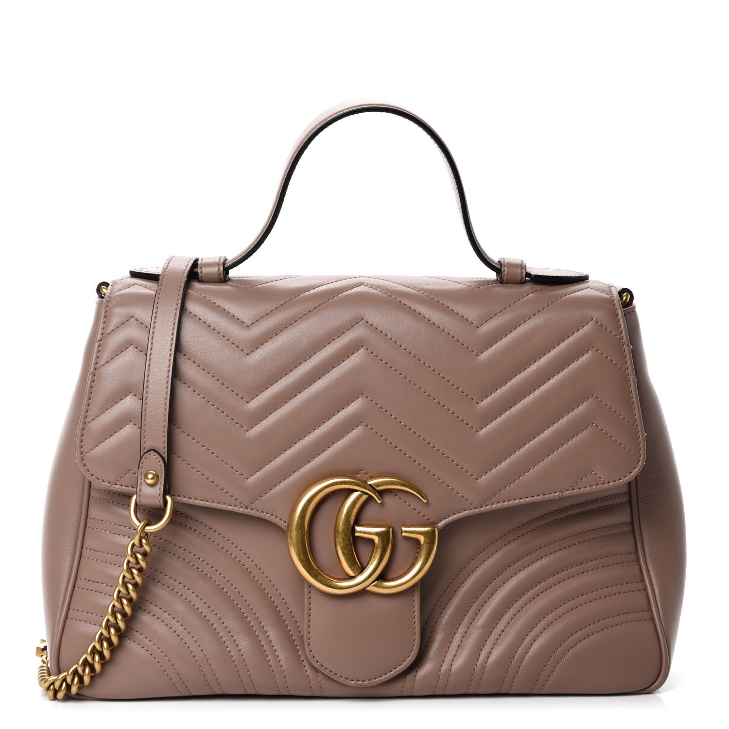 Gucci Calfskin Matelasse Medium GG Marmont Top Handle Shoulder Bag Porcelain Rose 1 of 11