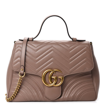 Gucci Calfskin Matelasse Medium GG Marmont Top Handle Shoulder Bag Porcelain Rose 1 of 11