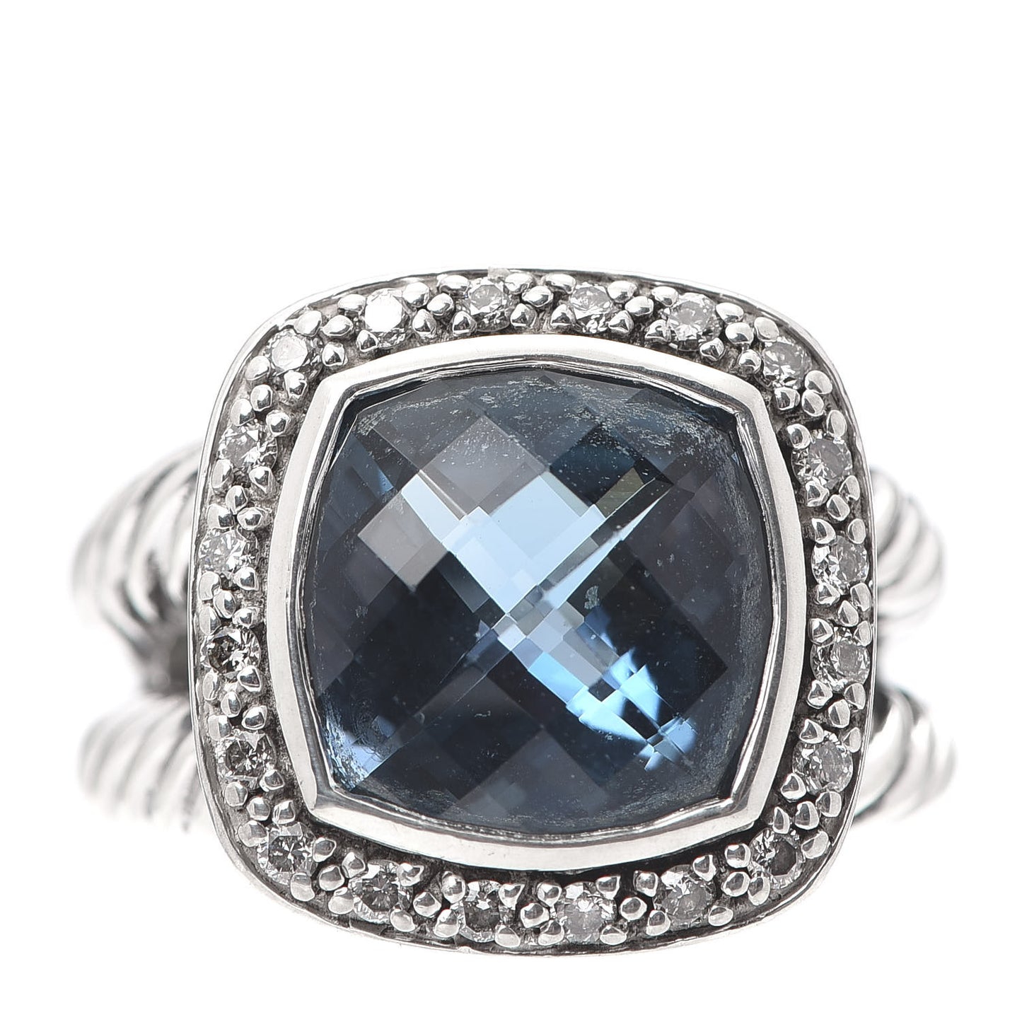 Sterling Silver Diamond Blue Topaz 11mm Albion Ring 53 6.25
