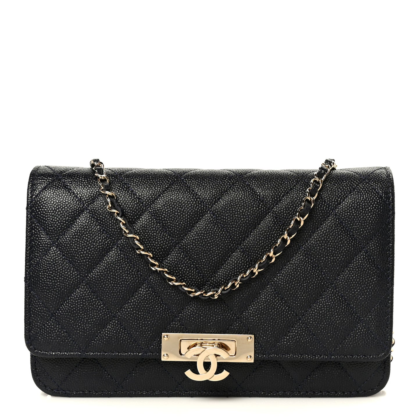 Caviar Quilted Golden Class Wallet On Chain WOC Navy