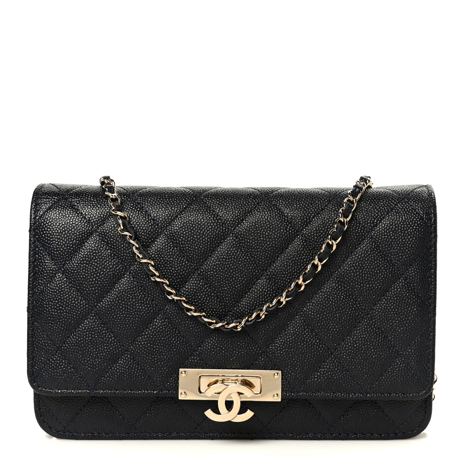 Chanel Caviar Quilted Golden Class Wallet On Chain WOC Navy 1 of 11