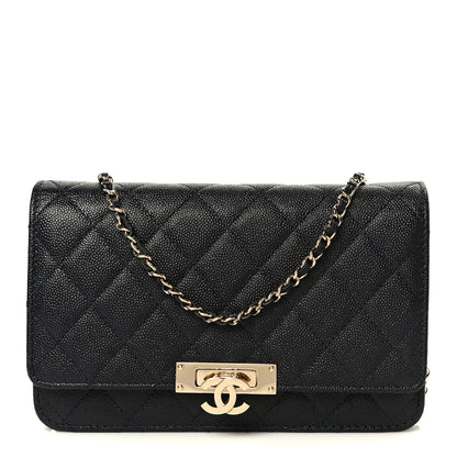 Chanel Caviar Quilted Golden Class Wallet On Chain WOC Navy 1 of 11