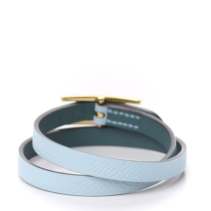 Hermes Epsom Swift Behapi Double Tour Bracelet S Bleu Atoll Malachite 3 of 7
