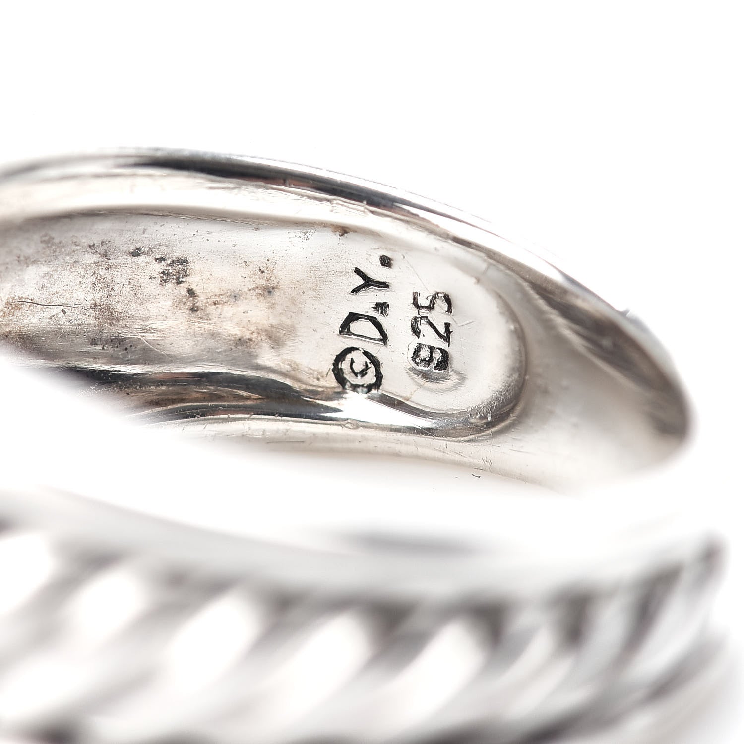 David Yurman Sterling Silver Diamond 12mm Cable Cocktail Ring 52 6 5 of 5