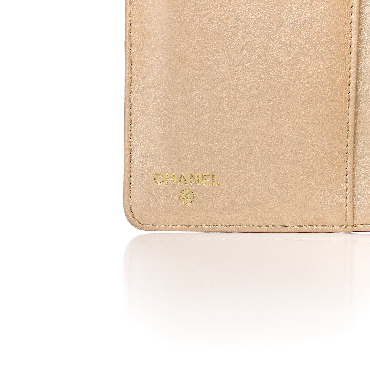 Lambskin Camellia Embossed Yen Wallet Fuchsia