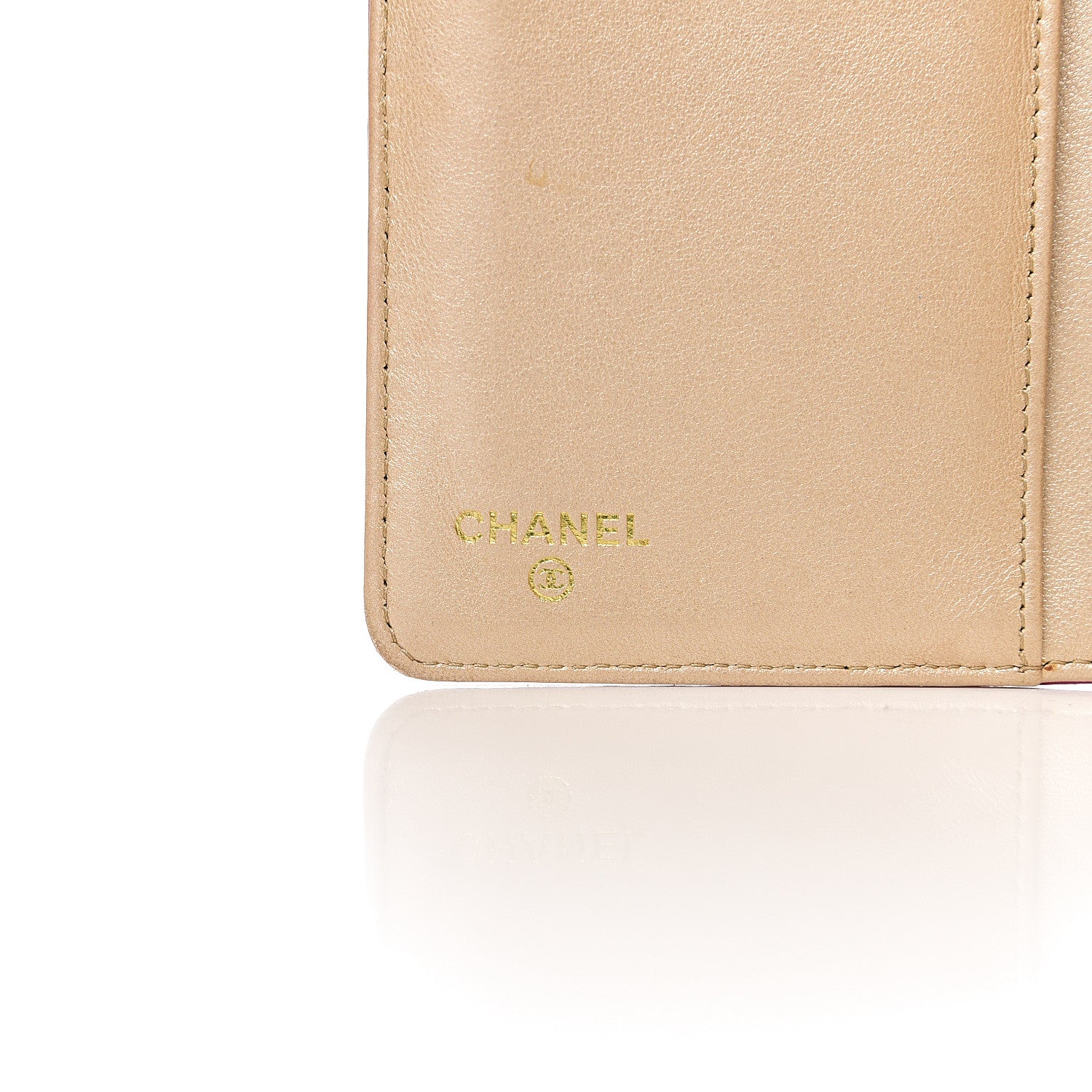 Chanel Lambskin Camellia Embossed Yen Wallet Fuchsia 5 of 13