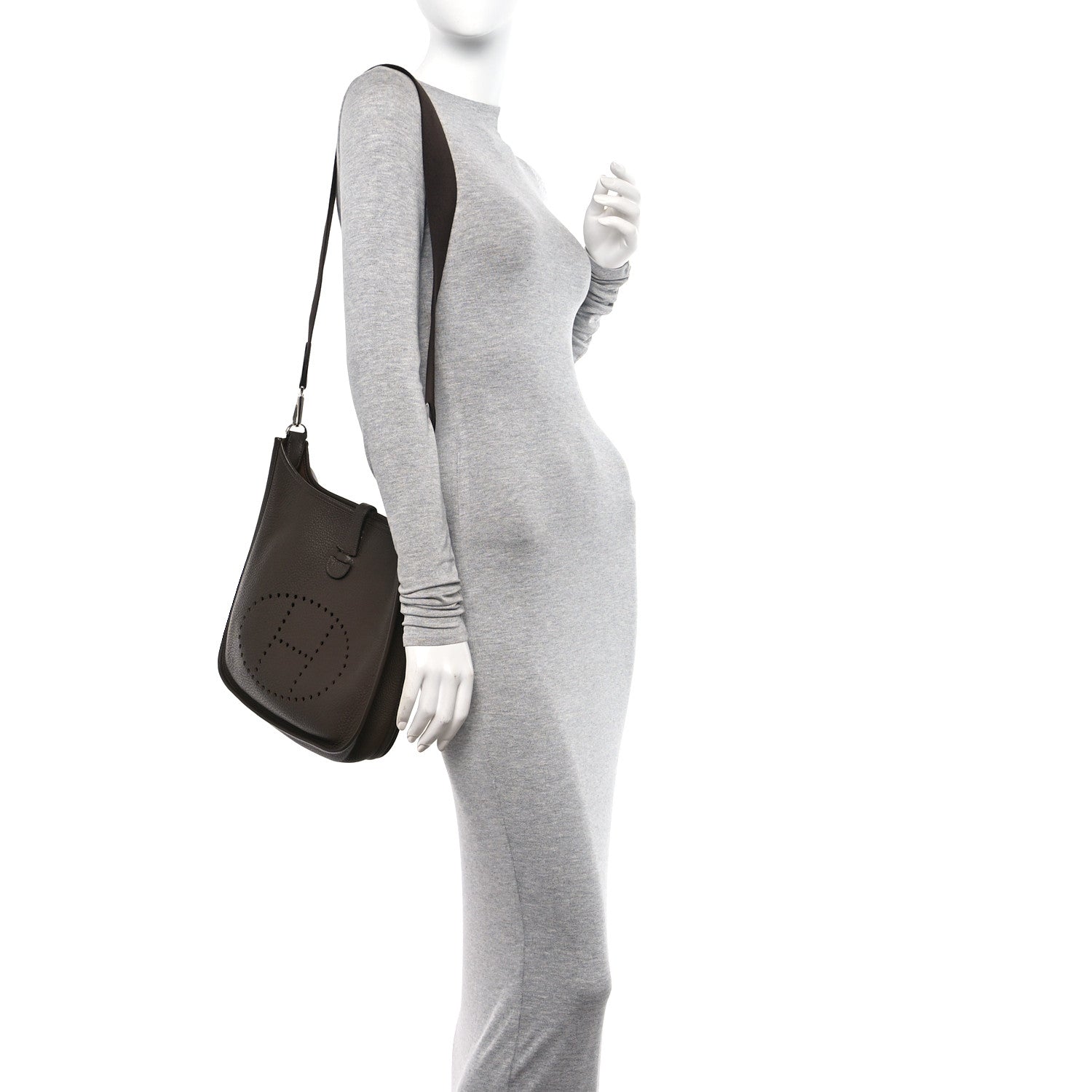 Hermes Taurillon Clemence Evelyne II PM Chocolate 2 of 10