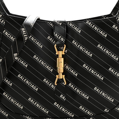 Gucci X BALENCIAGA Calfskin Logo Print Medium Jackie 1961 Hobo Black 8 of 11