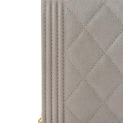 Chanel Caviar Quilted Boy Wallet On Chain WOC Grey 10 of 10