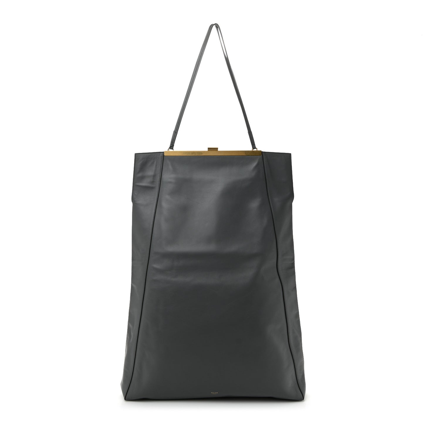 Calfskin Vertical Clasp Cabas Grey