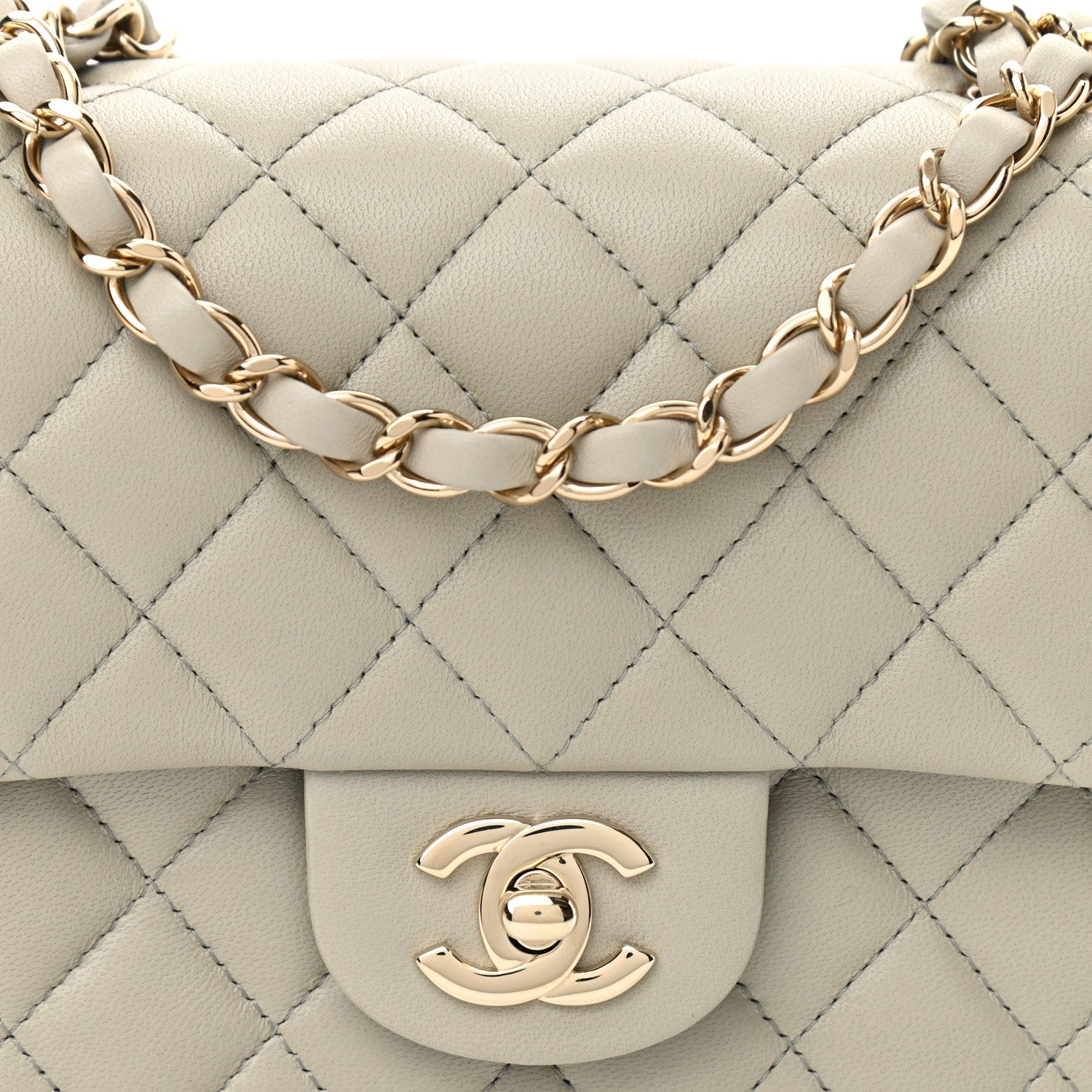 Chanel Lambskin Quilted Mini Square Flap Grey 8 of 11