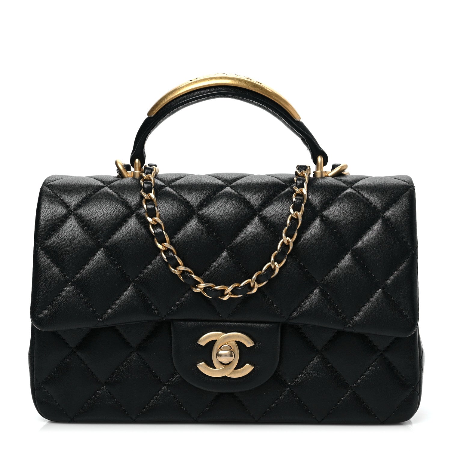 Chanel Lambskin Quilted Metal Mini Top Handle Rectangular Flap Black 1 of 8